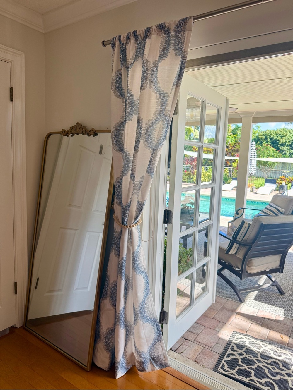 2 Eclipse Draftstopper Summit Geo Window Curtain Panels in blue 40x84 (set)